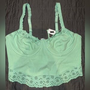 Colsie Light Green Bralette with Lace Detail